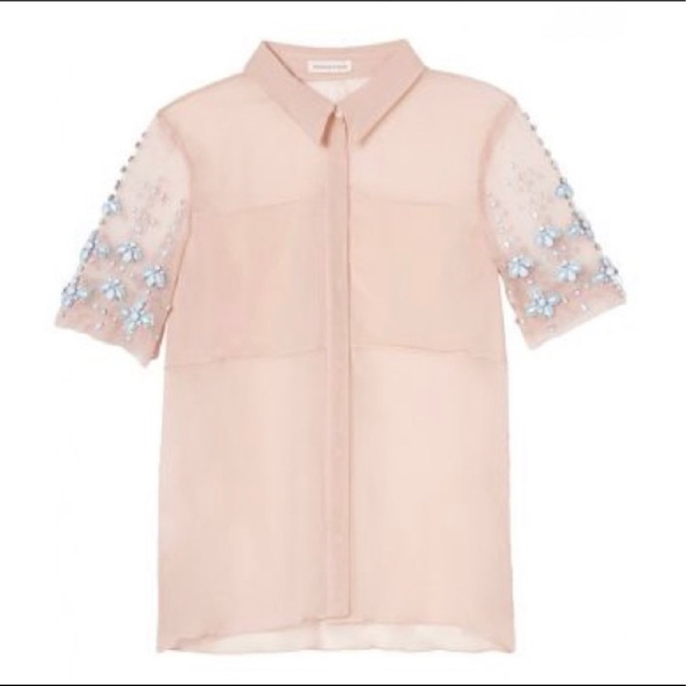 Rebecca Taylor Pink Silk & Organza Blouse With Bl… - image 2
